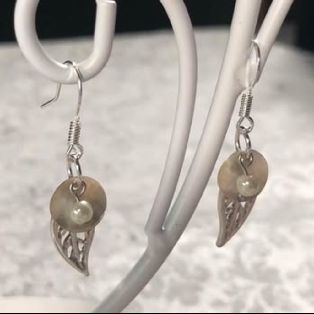 Handmade Sterling Silver & Pearl Earrings - Picture 4 of 6